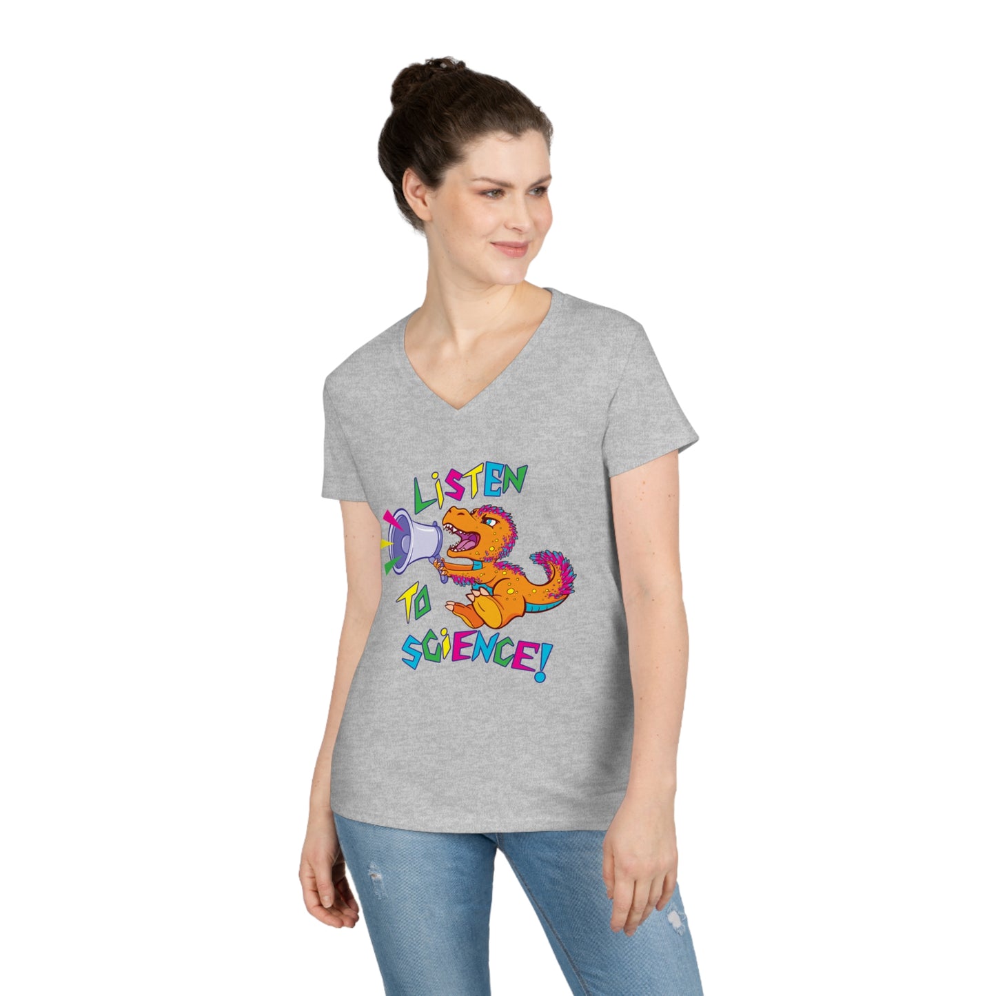 "Listen to Science" Ladies' V-Neck T-Shirt