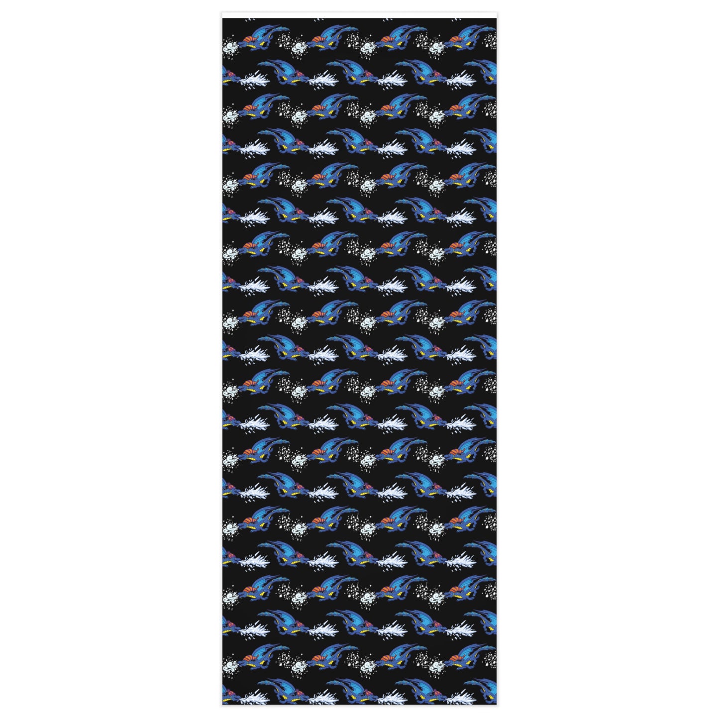 "Winter Dragon" in Black - Wrapping Paper (2 sizes)